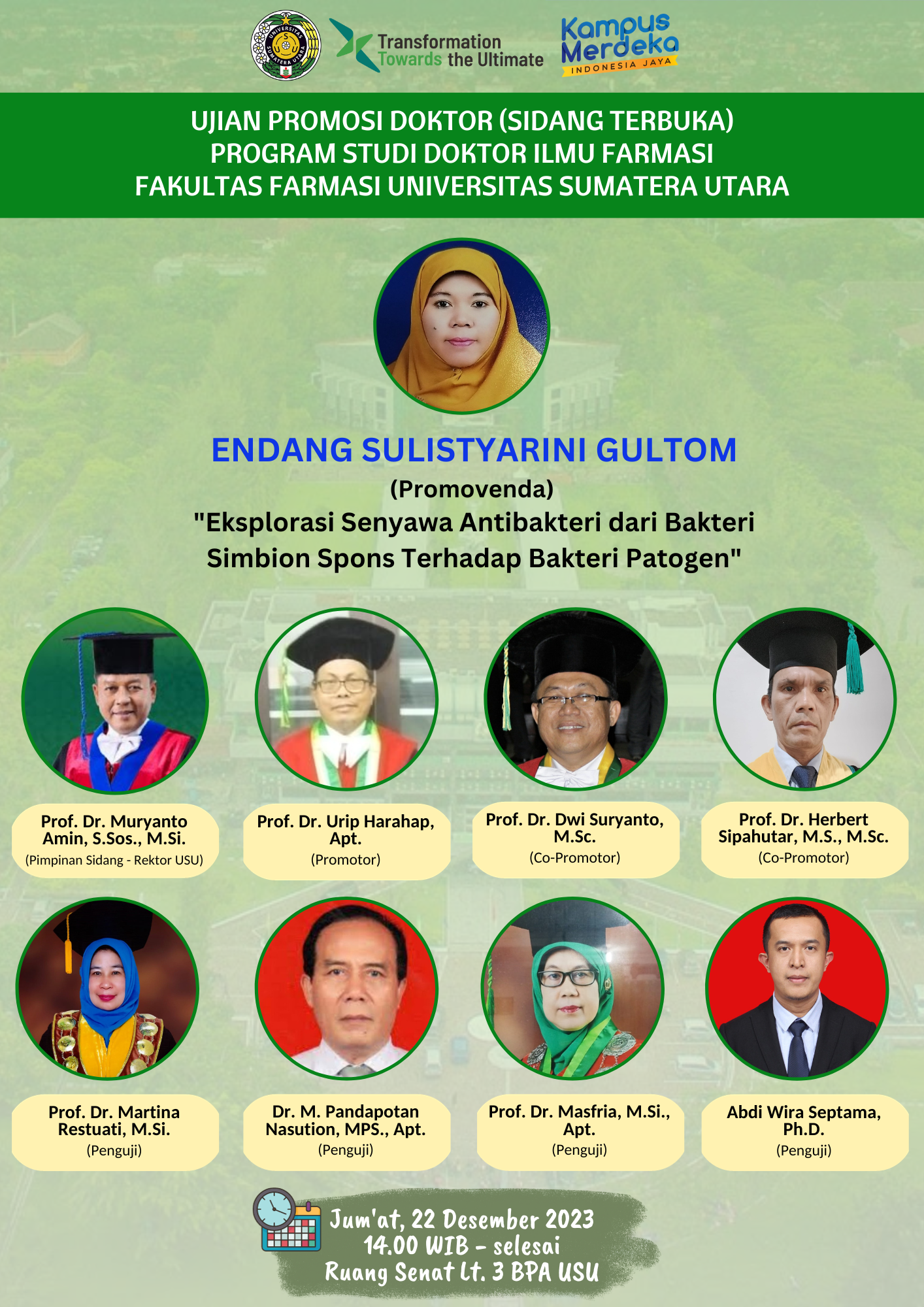 DOCTORAL PROMOTION EXAM/OPEN TRIAL PHARMACY DOCTORAL PROGRAM USU FACULTY OF PHARMACY